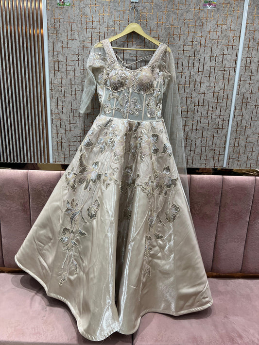 Designer peach beige gown