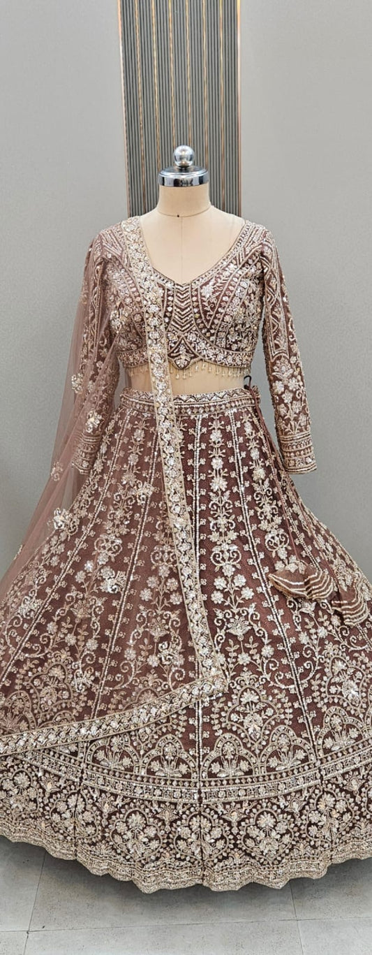 Delightful peach Crop top Lehenga