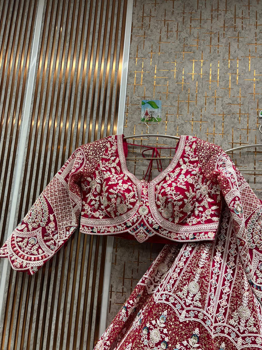 Lovely pink Crop top Lehenga