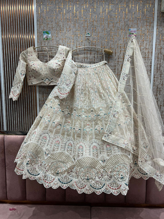 Pretty White Crop top Lehenga