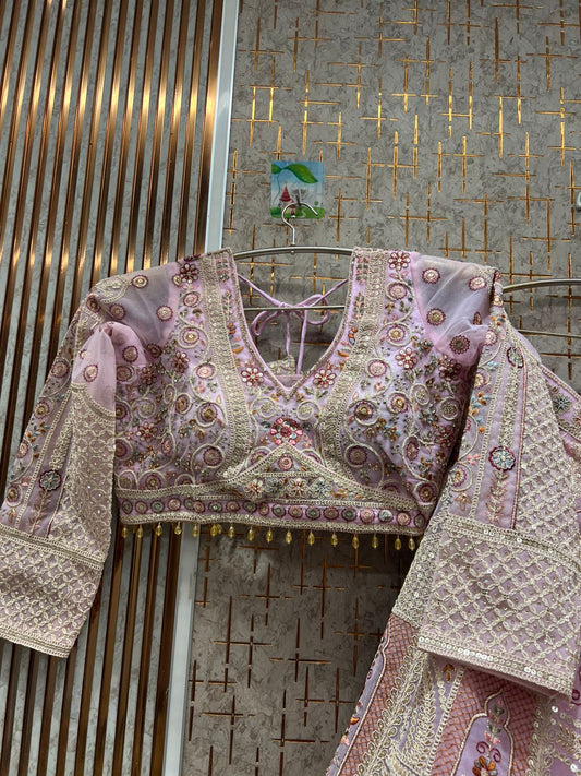 Beautiful pink Crop top Lehenga