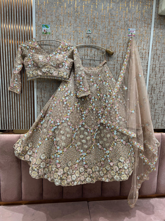 Lavishing peach Crop top Lehenga