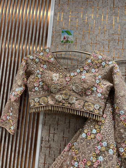 Lavishing peach Crop top Lehenga