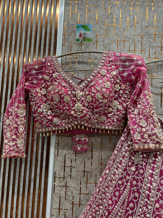 Eye catching Hot pink Crop top Lehenga