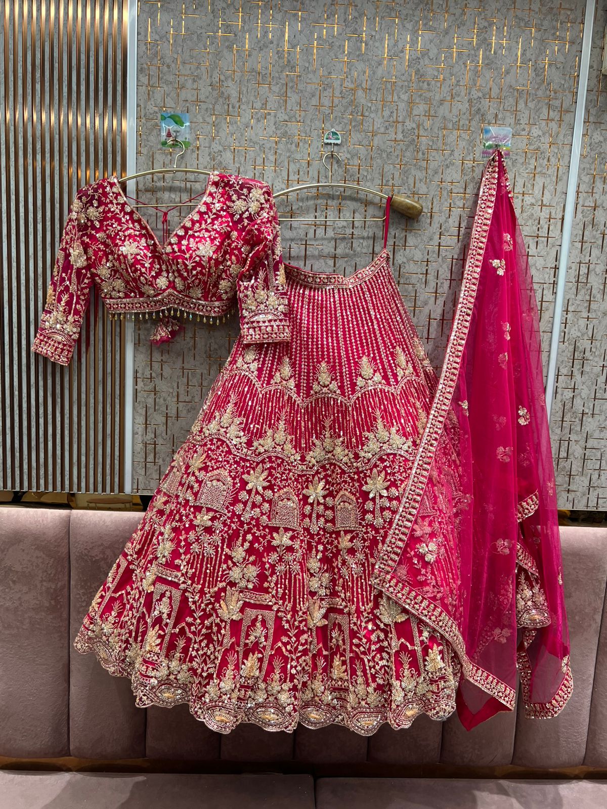 Embellished yellow Crop top Lehenga