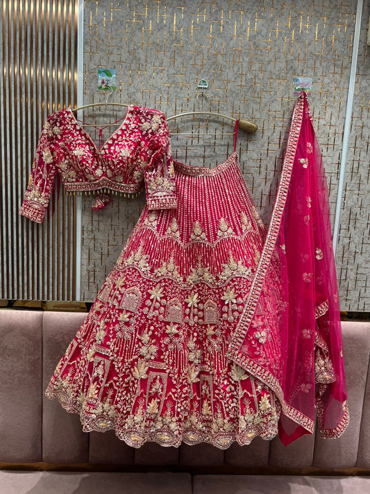 Elegant Navy blue Crop top Lehenga