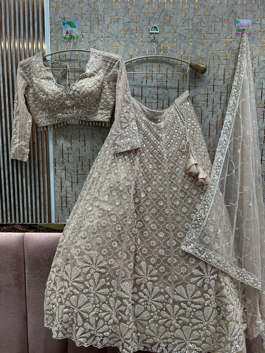 Khoobsurat peach Crop top Lehenga