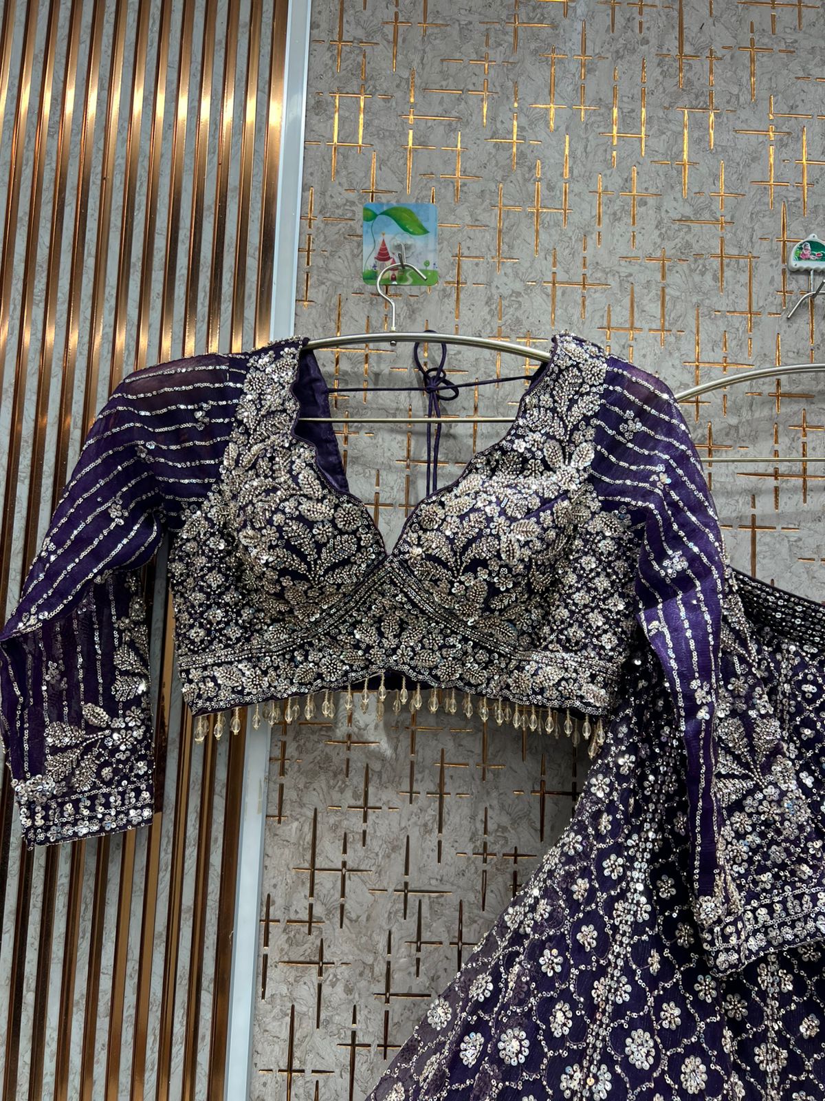 Lavishing Sky blue Floral Crop top Lehenga