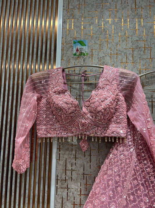 Beautiful pink Crop top Lehenga