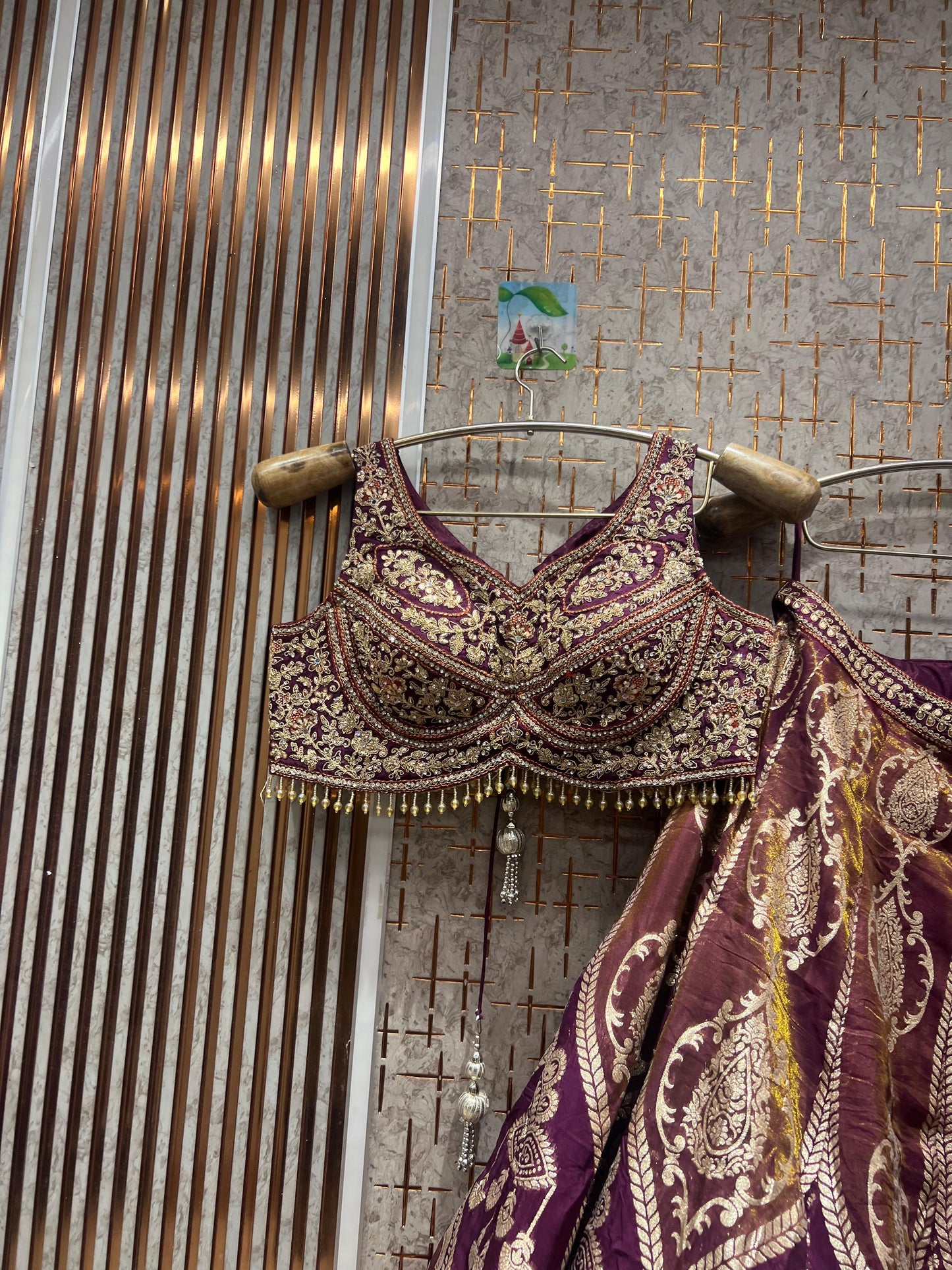 Green Banarasi Crop top Lehenga