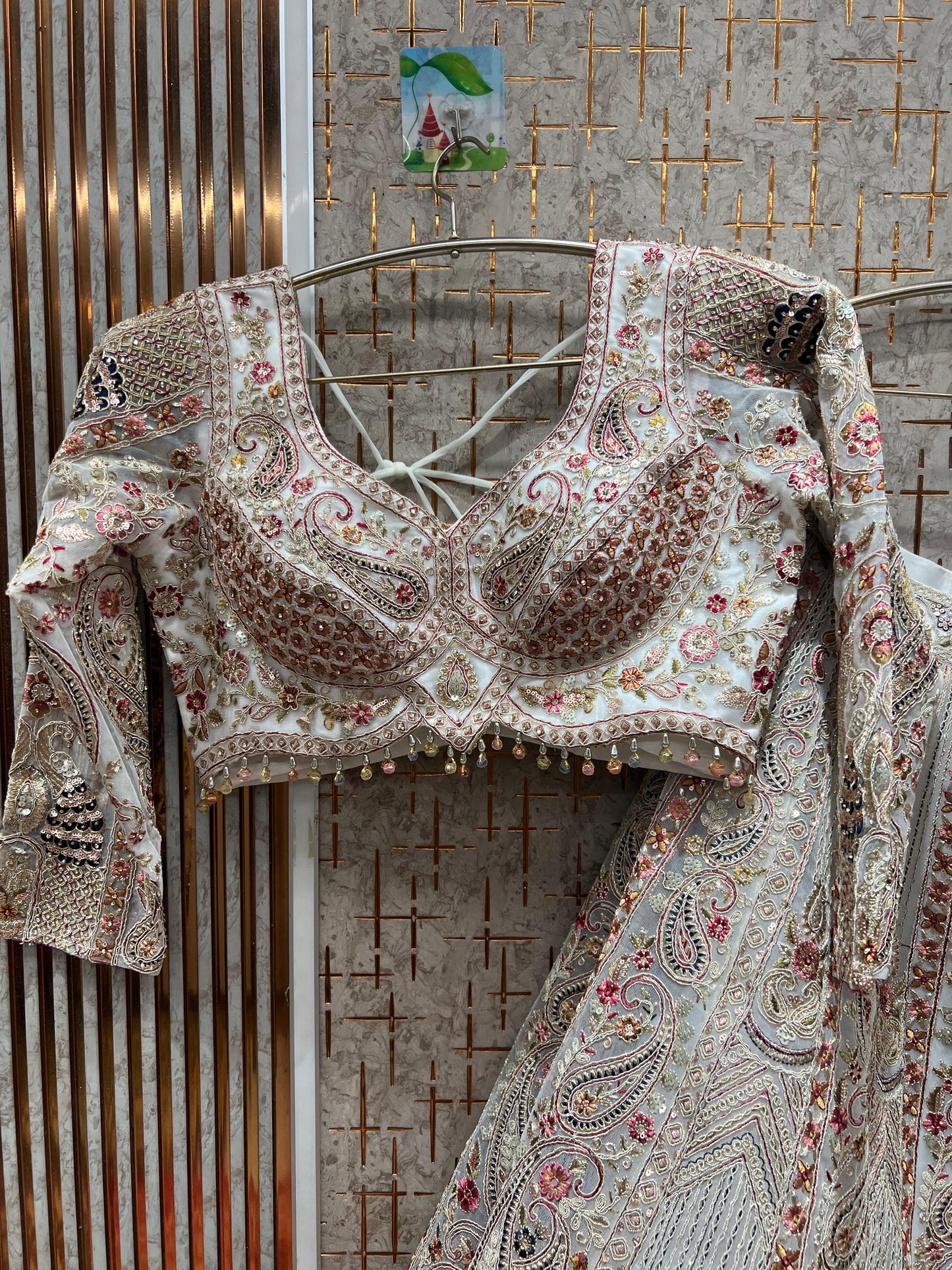 Lovely white peacock Crop top Lehenga