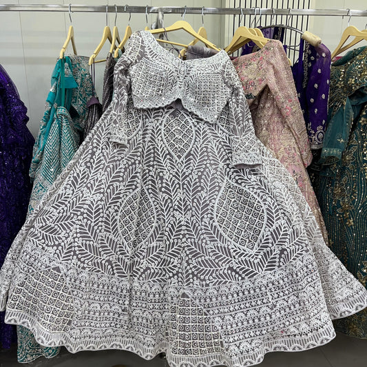 Lavishing Grey Crop top Lehenga