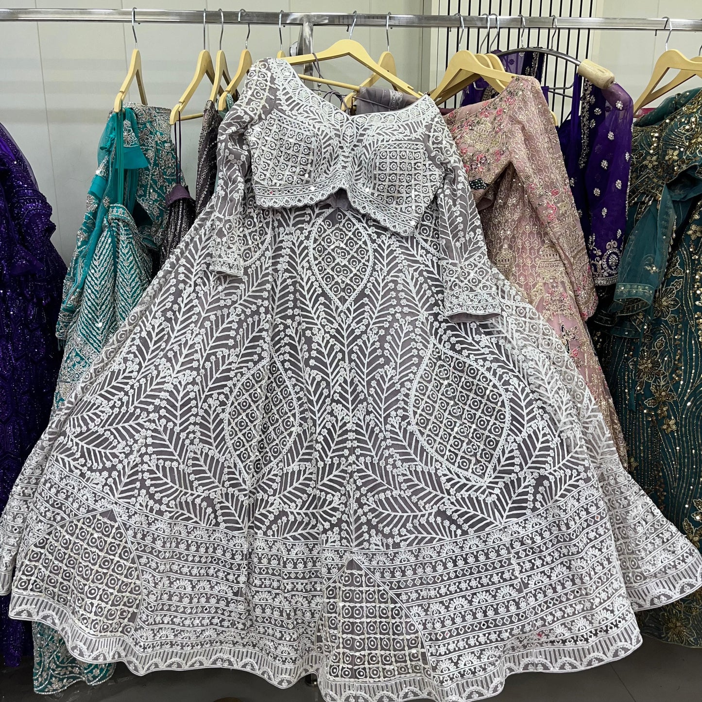 Lavishing Grey Crop top Lehenga