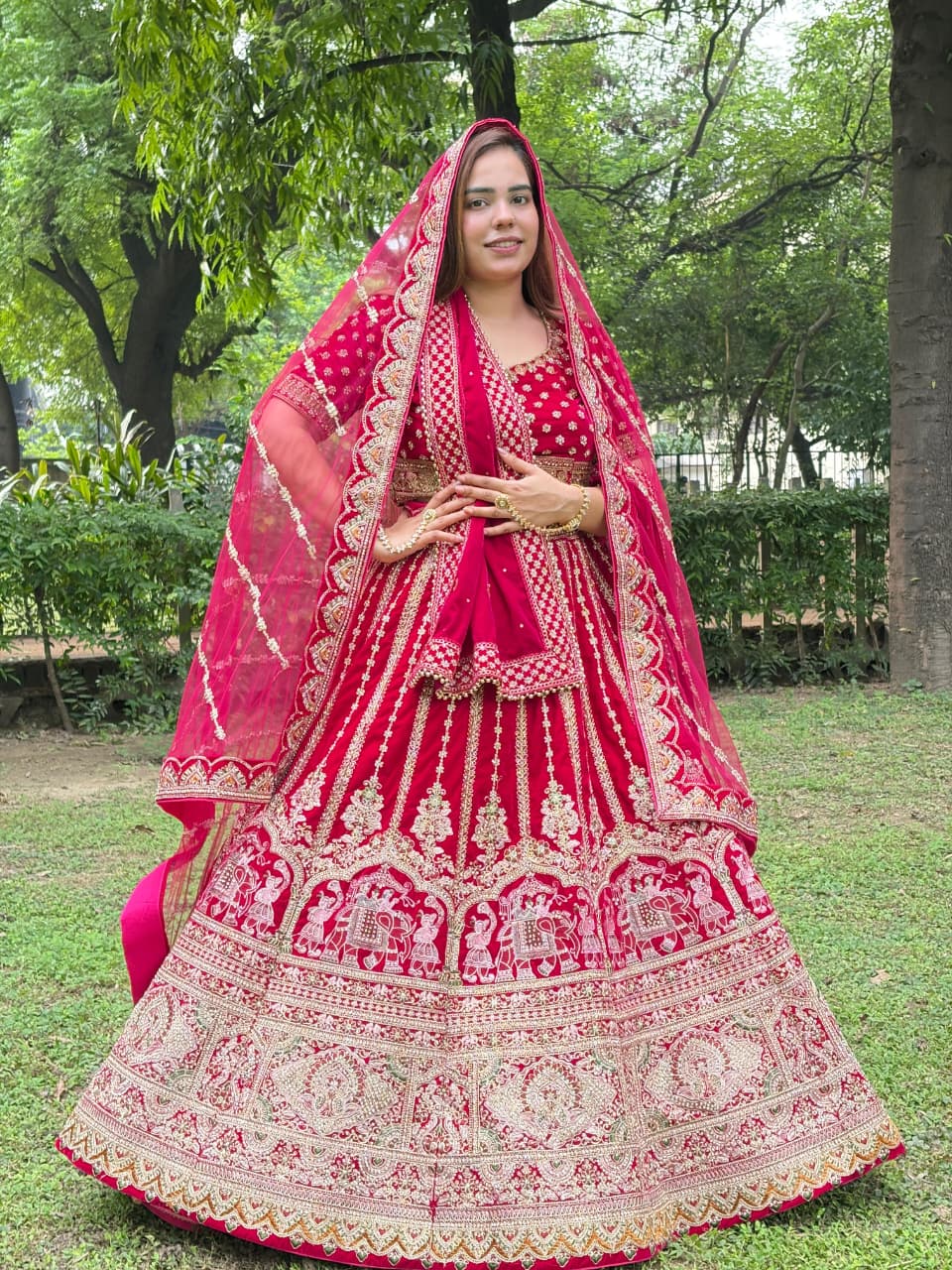 Glamorous Rani pink Doli Barat Bridal Lehenga Happy Customer