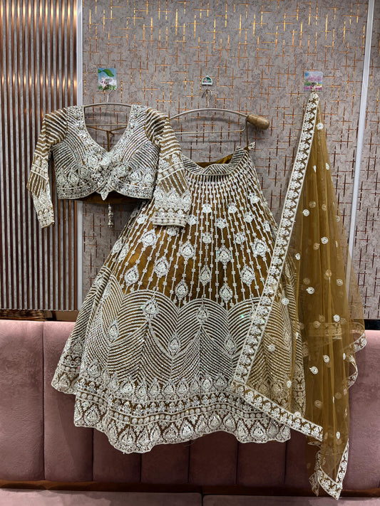 Lovely Golden Crop top Lehenga