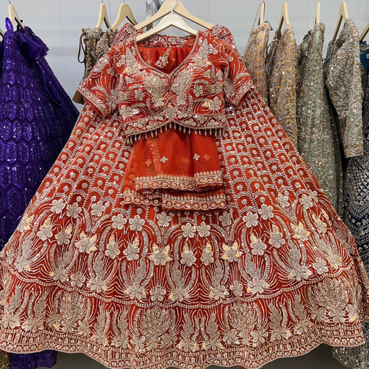 Something different Orange  Crop top Lehenga