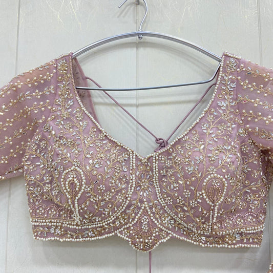 Engaging light pink Crop top Lehenga