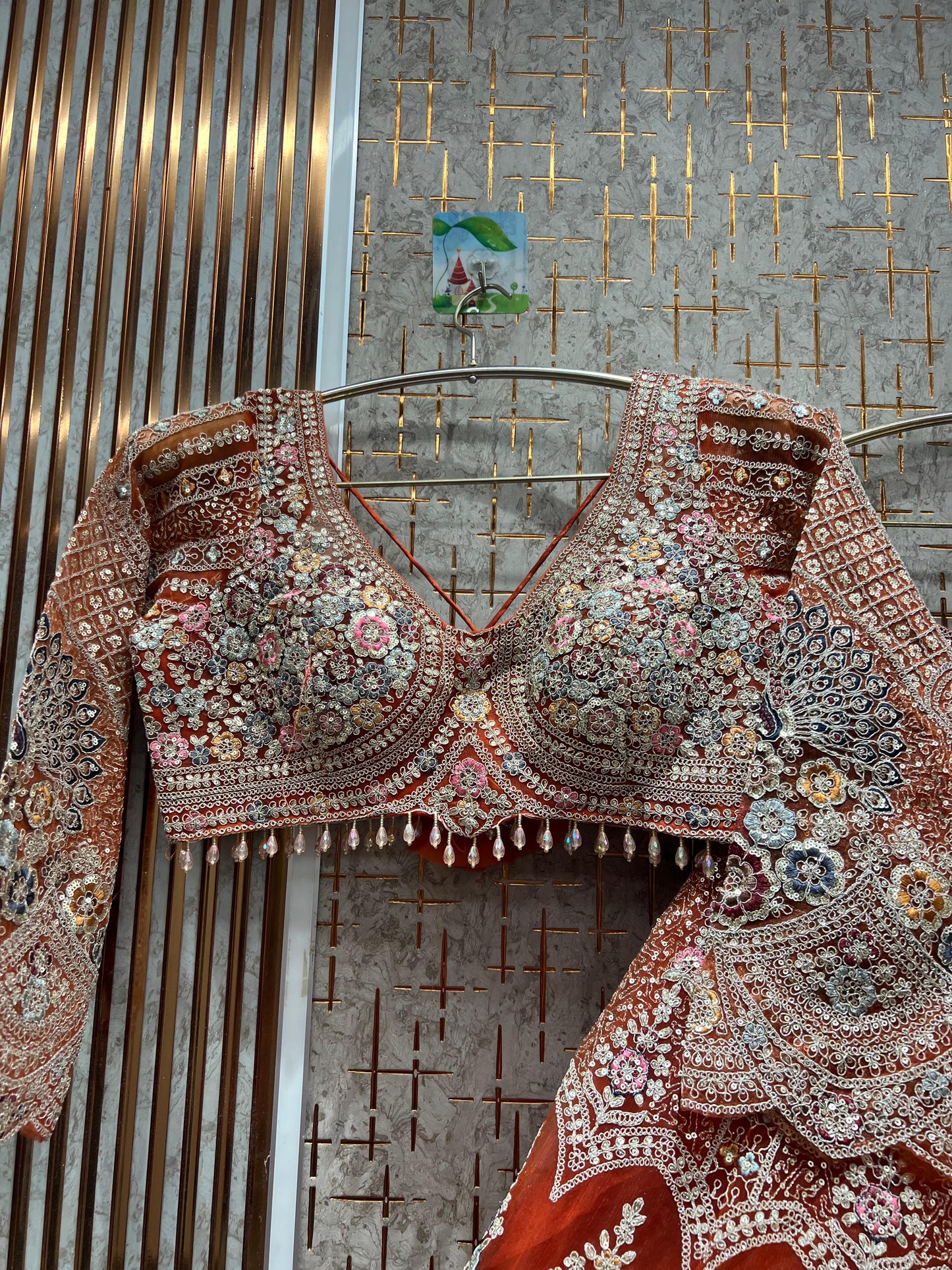 Khoobsurat mustard peacock Crop top Lehenga