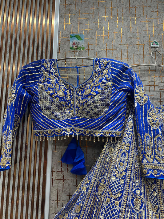 Attractive Navy blue Crop top Lehenga