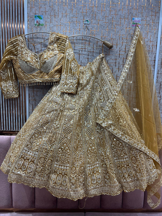 Fantastic Mustard golden Crop top Lehenga