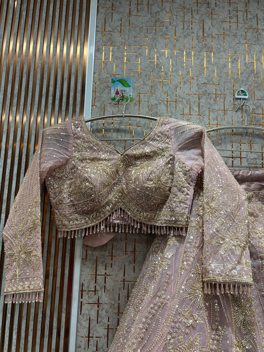 Charming Light pink Crop top Lehenga