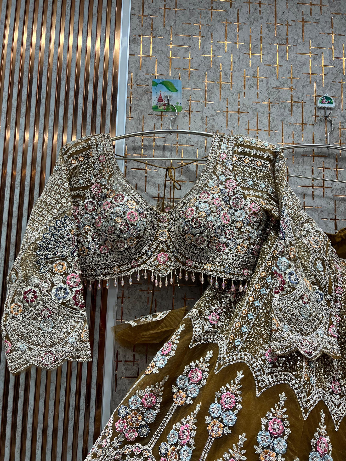 Pleasing pink peacock Crop top Lehenga