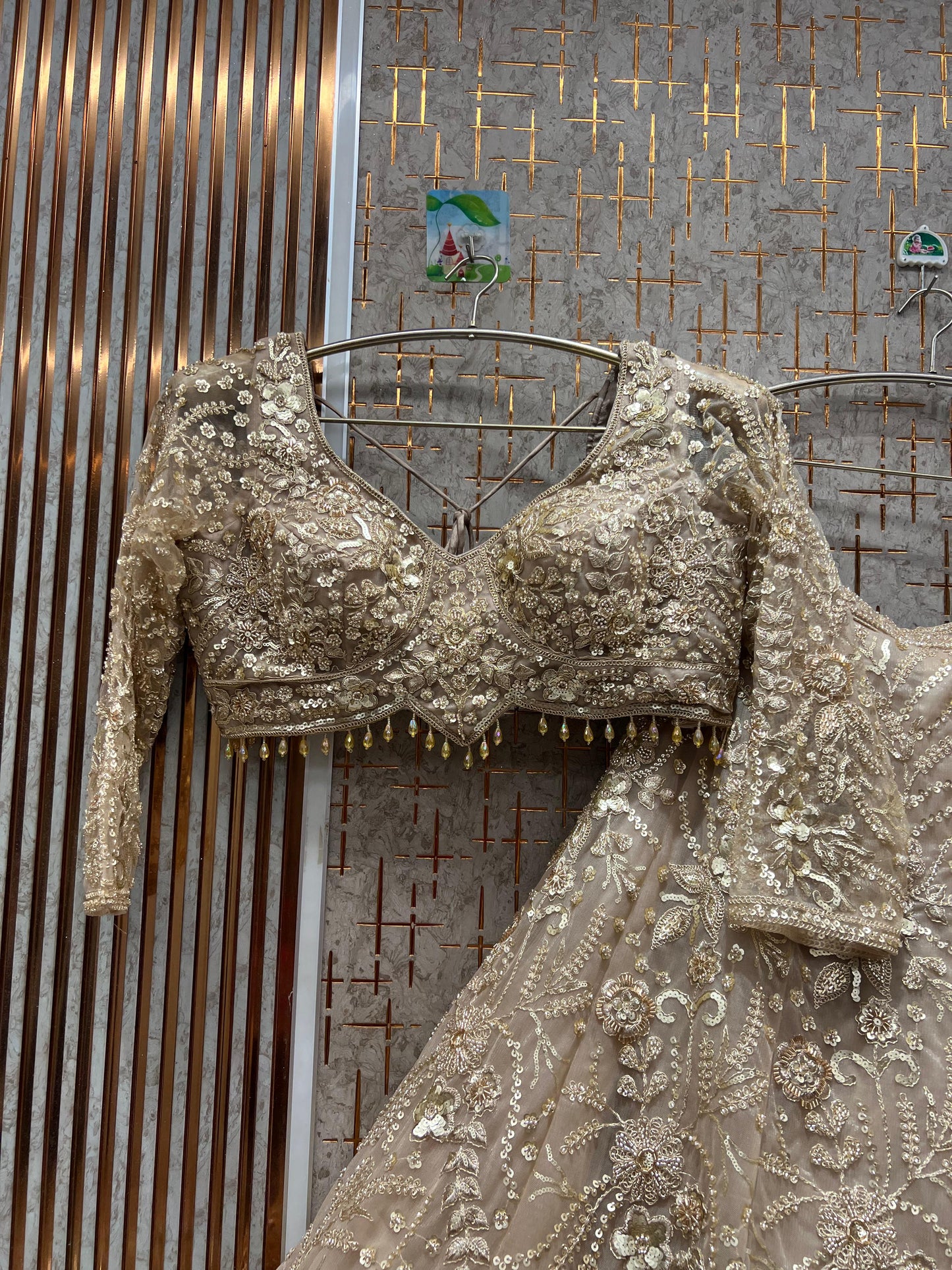 Astonishing golden Crop top Lehenga