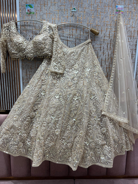 Astonishing golden Crop top Lehenga