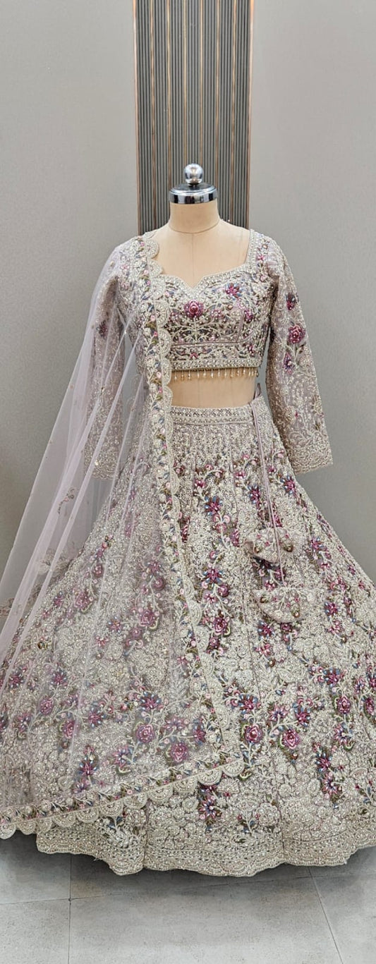 Astonishing peach Crop top Lehenga