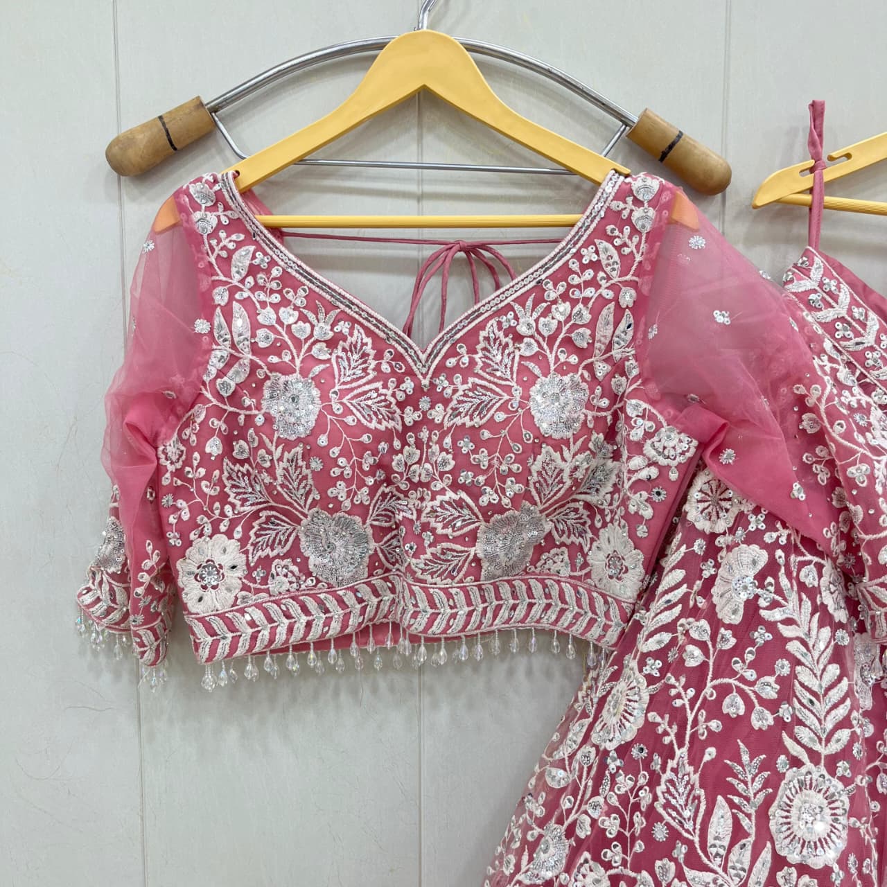 Fantastic Dark pink Crop top Lehenga