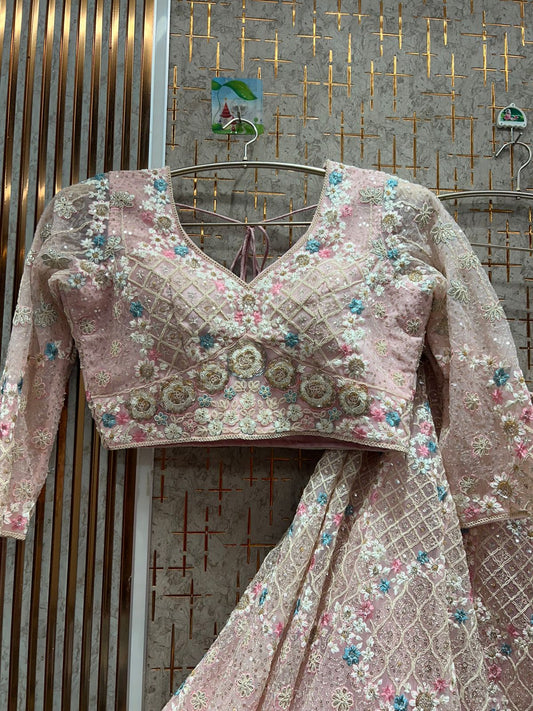 Charming pink Crop top Lehenga