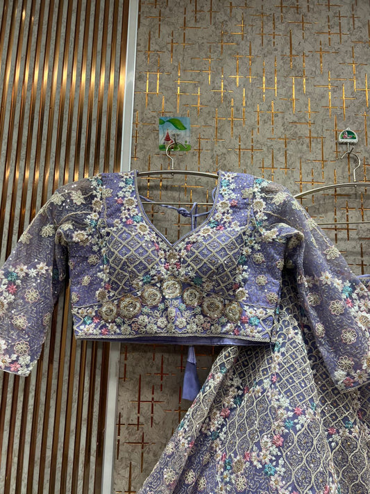 Lavishing Lavender Crop top Lehenga