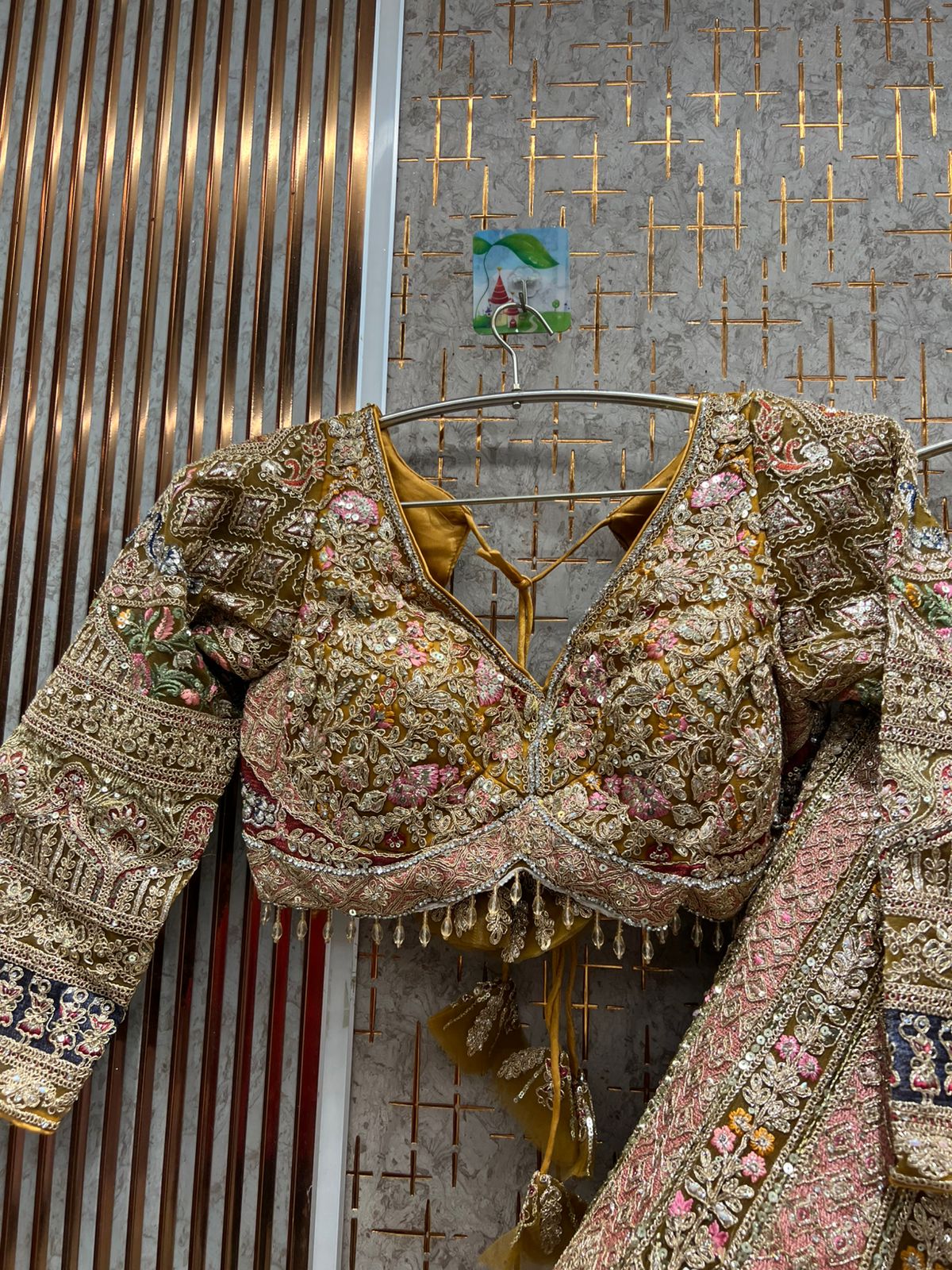 Beautiful yellow pink peacock Double Duptta Lehenga Happy Customer