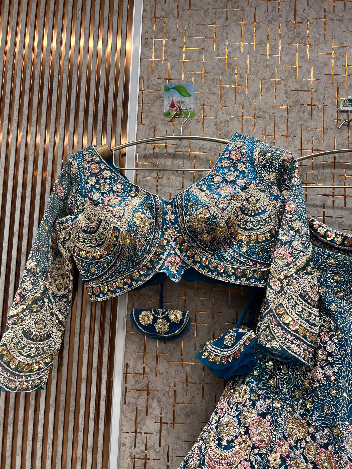 Eye catching purple pink peacock Crop top Lehenga