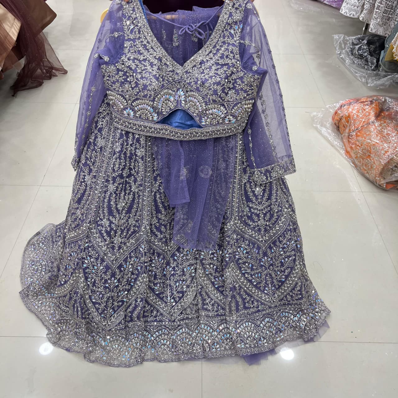 Glamorous purple Crop top Lehenga