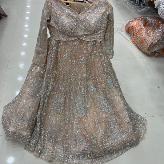 Khoobsurat light peach Crop top Lehenga