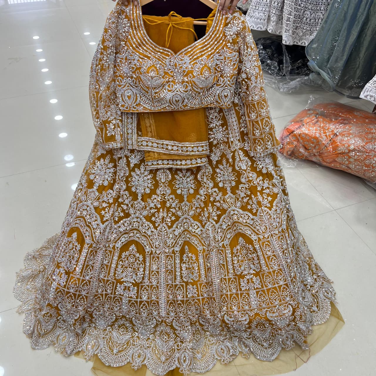 Stunning Mustard Crop top Lehenga