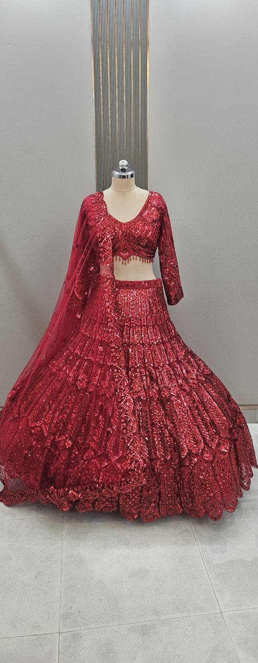 Stunning Navy Blue monotone Crop top Lehenga