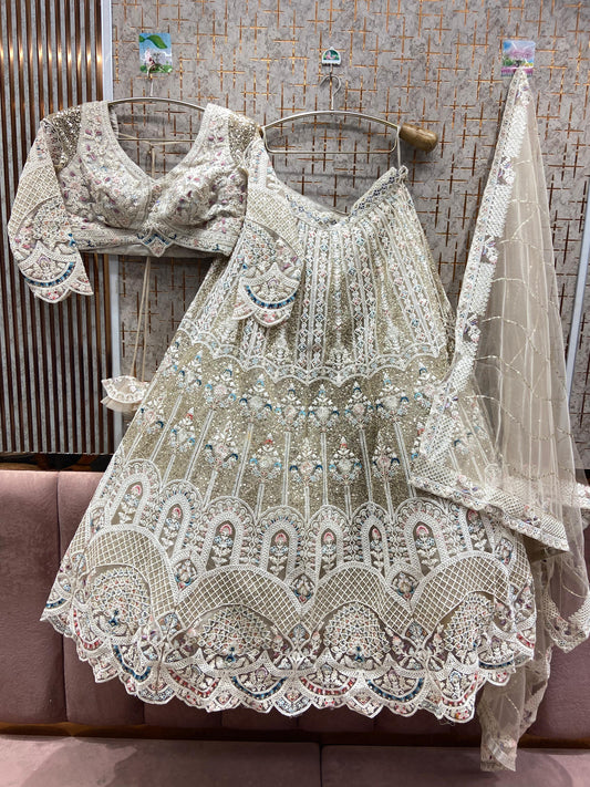 Gorgeous peach peacock Crop top Lehenga