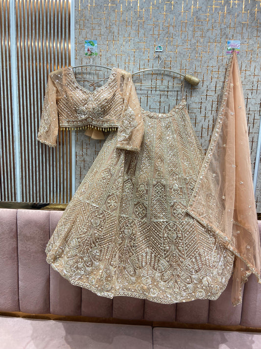 Tremendous peach Crop top Lehenga