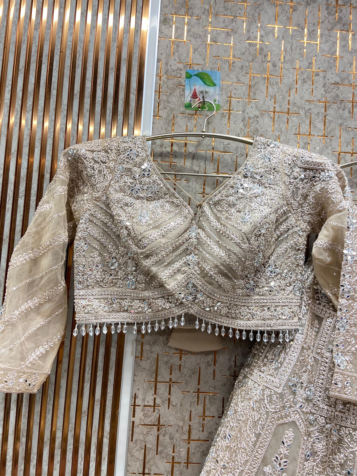 Majestic Sky blue Crop top Lehenga