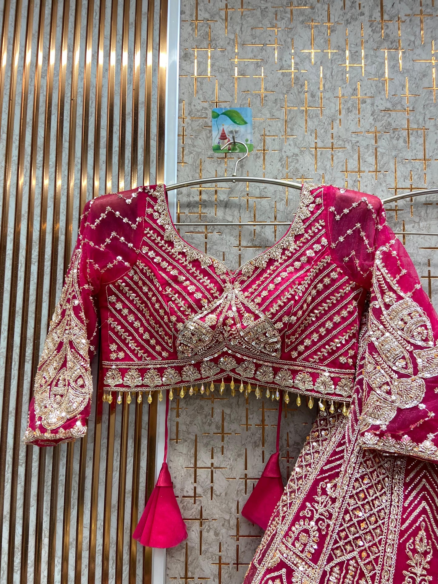 Stunning golden Crop top Lehenga