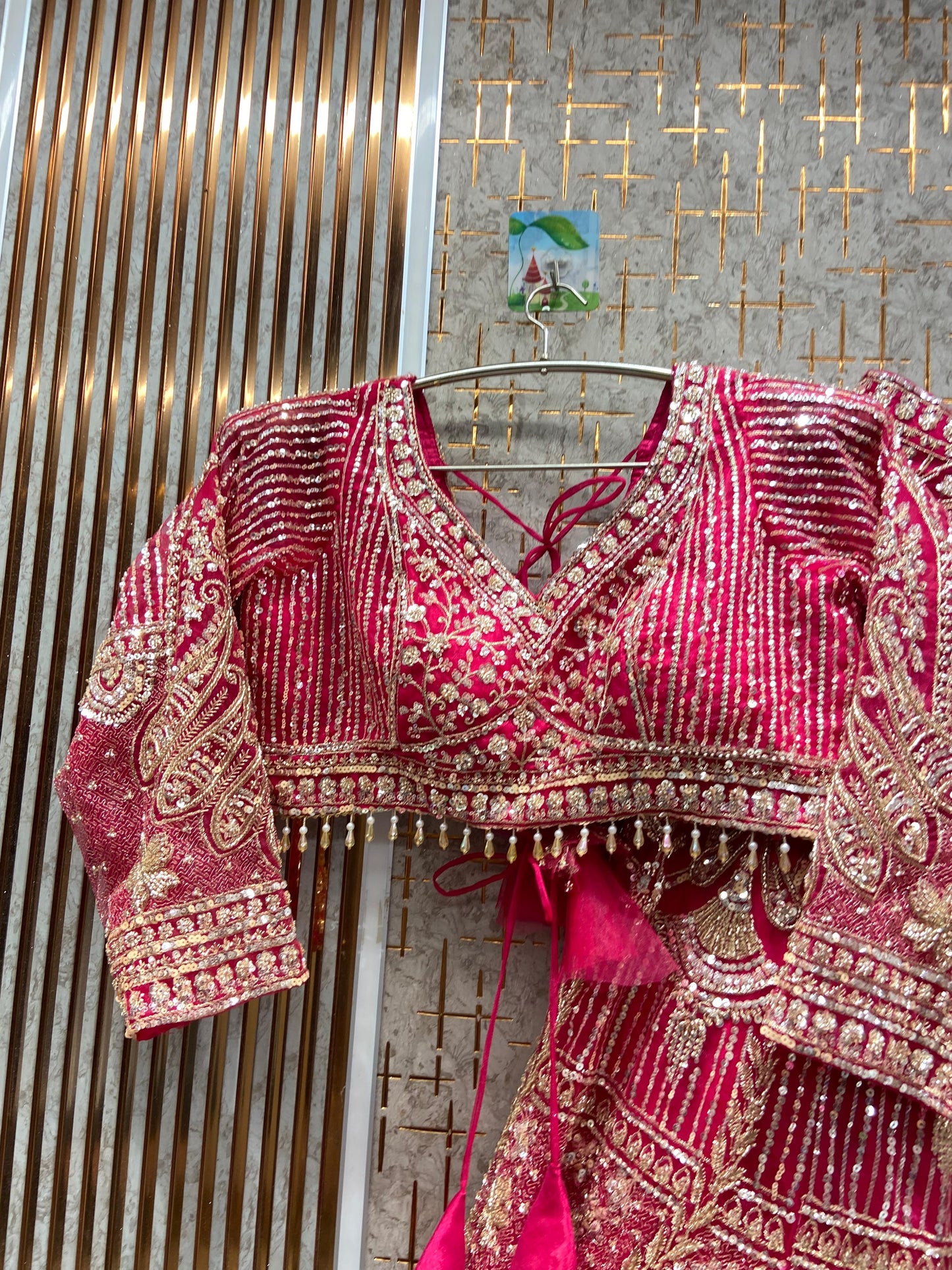 Eye catching pink Crop top Lehenga