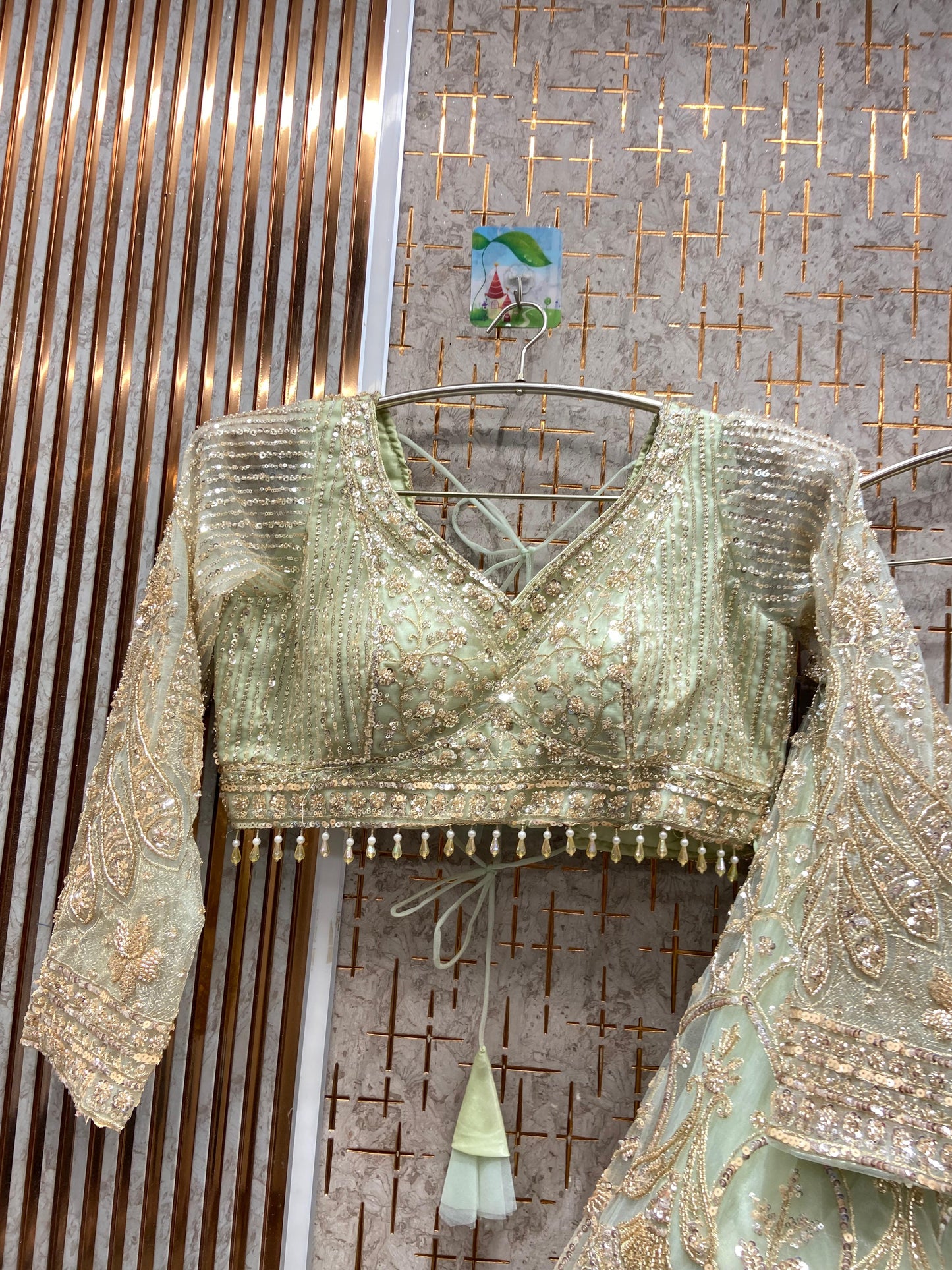 Delightful Sky blue Crop top Lehenga