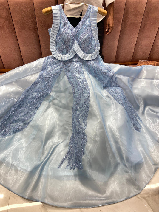 Attractive Sky blue Gown