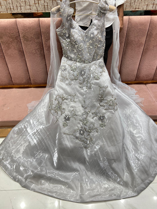 Lavishing floral Grey Gown