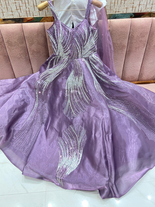 Elegant purple Sequins Gown