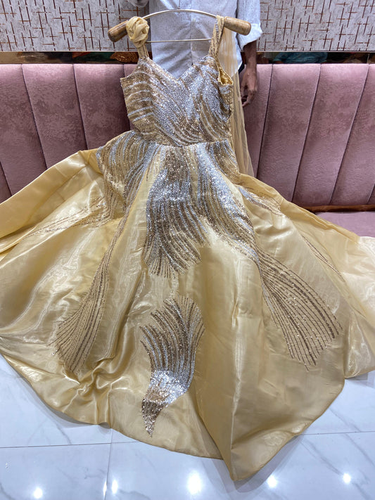 Delightful golden Sequins Gown