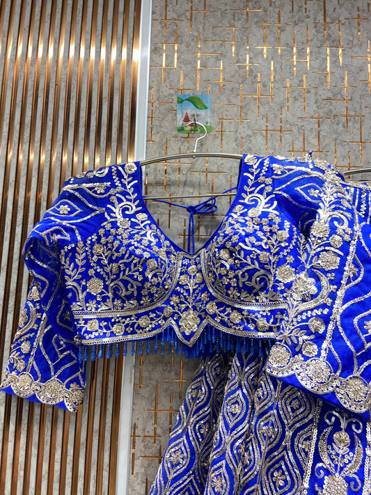 Eye catching Navy blue Crop top Lehenga