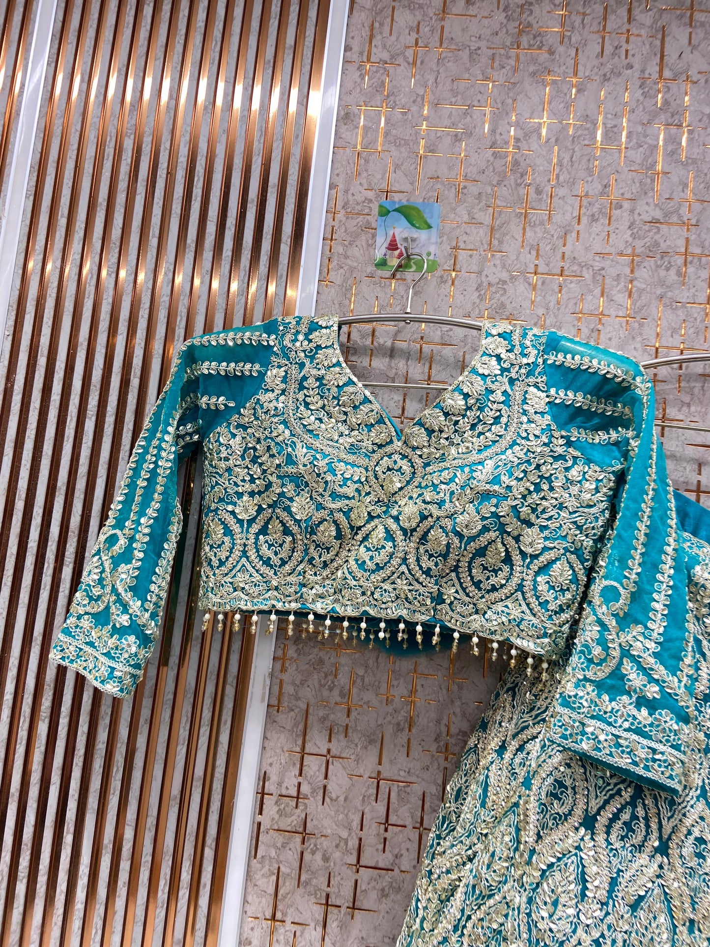 Something different Sky blue Crop top Lehenga